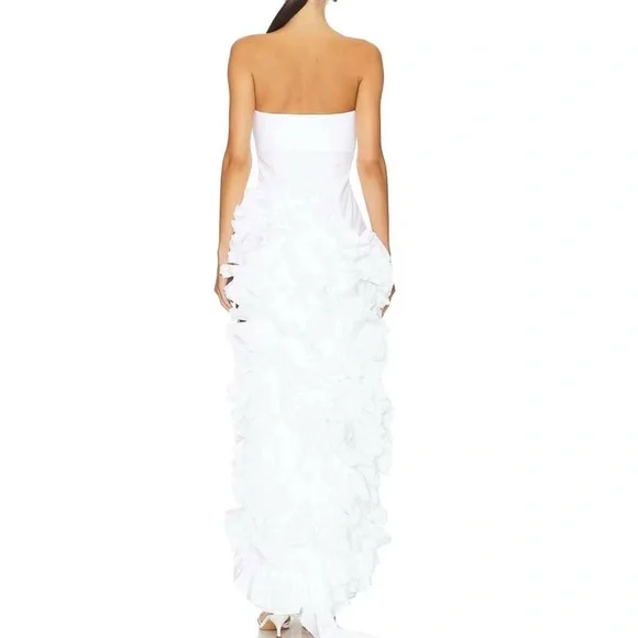 long sleeve white dress midi Veronica Beard Seneca Bishop-Sleeve Midi Dress | Dove White